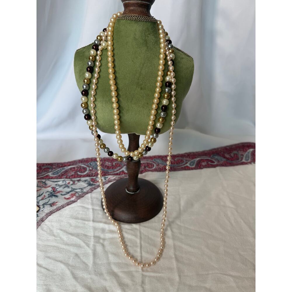Vintage Faux Pearl Jewelry Lot Marvella Japan Necklaces Earrings Mid Century - Picture 11 of 14